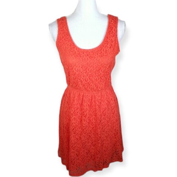 MOSSIMO ORANGE LACE OVERLAY DRESS SZ.L EUC - Picture 1 of 7